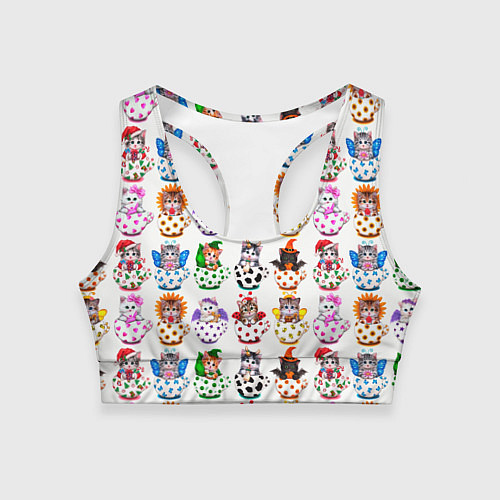 Женский спортивный топ Kittens in a cup / 3D-принт – фото 1