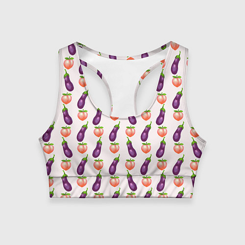 Женский спортивный топ Баклажаны и персики паттерн / 3D-принт – фото 1