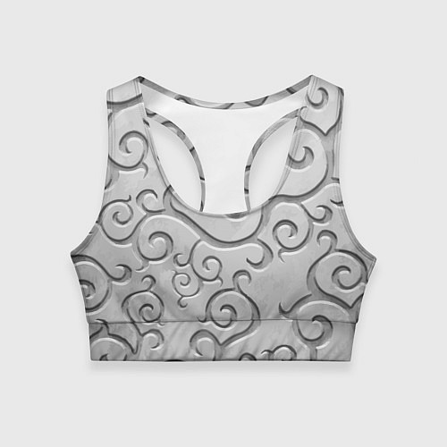Женский спортивный топ Ажурный орнамент на поверхности металла / 3D-принт – фото 1
