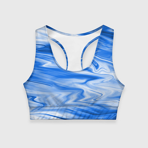 Женский спортивный топ Бело синий абстрактный фон Волны / 3D-принт – фото 1