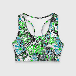 Топик спортивный женский Зелено-голубой абстрактный узор, цвет: 3D-принт