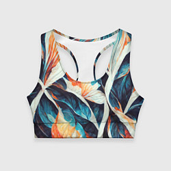 Топик спортивный женский Красочная листья - абстракция, цвет: 3D-принт
