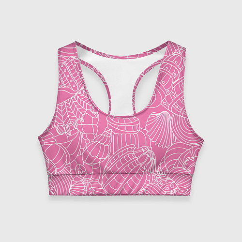 Женский спортивный топ Океанские ракушки - паттерн / 3D-принт – фото 1