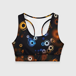 Женский спортивный топ Круги на черном фоне