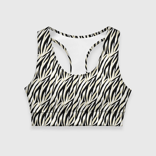 Женский спортивный топ Тигровый полосатый узор-черные, бежевые полосы на / 3D-принт – фото 1