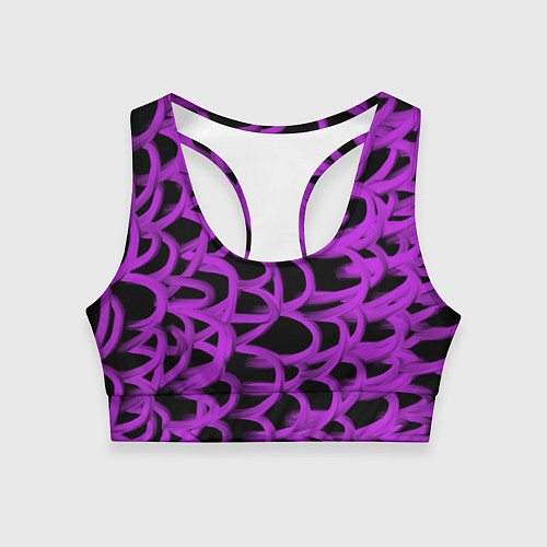 Женский спортивный топ Нити из фиолетовой краски / 3D-принт – фото 1