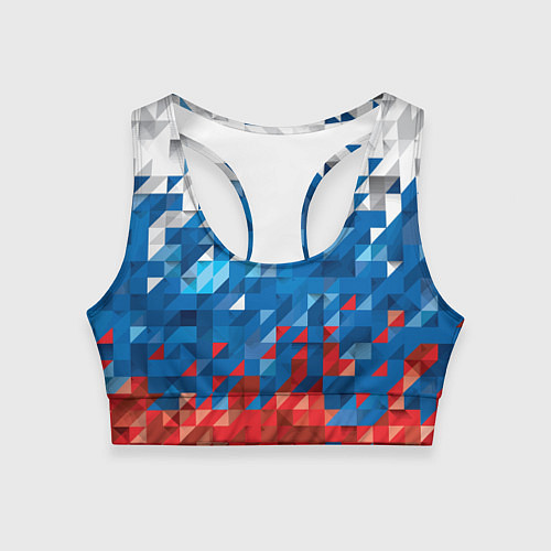 Женский спортивный топ Полигональный флаг России! / 3D-принт – фото 1