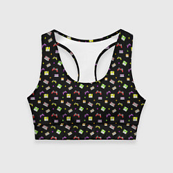 Топик спортивный женский 90s pattern on black, цвет: 3D-принт