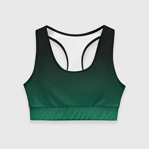 Женский спортивный топ Черный и бирюзово - зеленый, текстурированный под / 3D-принт – фото 1