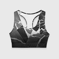 Топик спортивный женский Черно-белый мрамор с трещинами, цвет: 3D-принт
