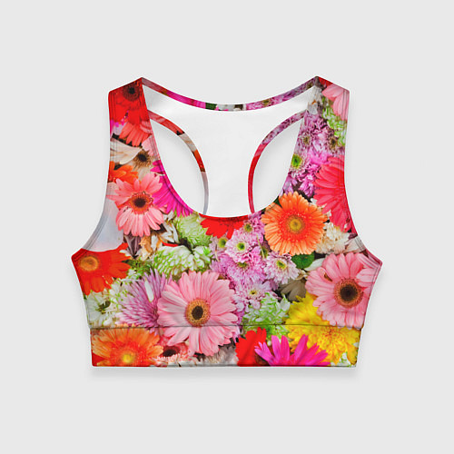Женский спортивный топ Colorful chrysanthemums / 3D-принт – фото 1