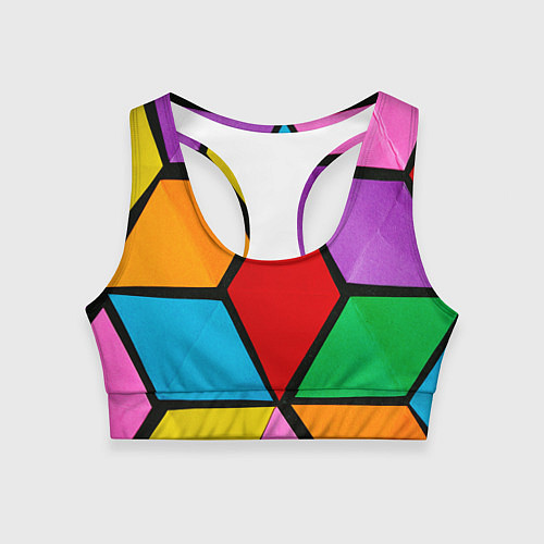 Женский спортивный топ Множество разноцветных ромбов / 3D-принт – фото 1