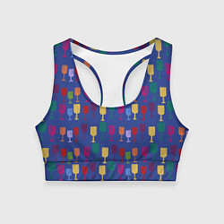 Топик спортивный женский Цветные фужеры паттерн, цвет: 3D-принт