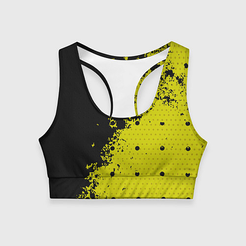 Женский спортивный топ Black & Yellow / 3D-принт – фото 1