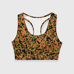 Топик спортивный женский Камуфляж осенний лес мелкий, цвет: 3D-принт