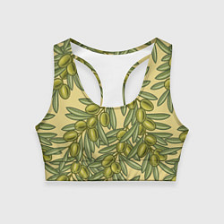 Топик спортивный женский Винтажные ветви оливок, цвет: 3D-принт