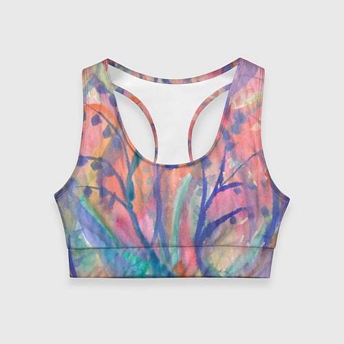 Женский спортивный топ Акварельный растительный узор зимнее утро / 3D-принт – фото 1