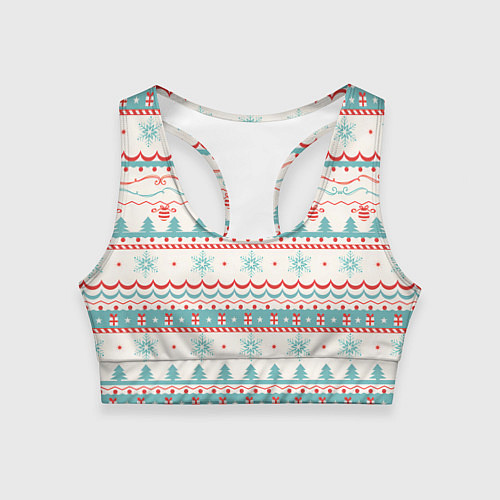 Женский спортивный топ Новогодний свитер, но без оленей / 3D-принт – фото 1