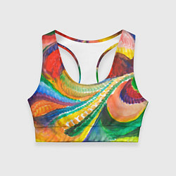 Топик спортивный женский Райская птичка акварельная абстракция, цвет: 3D-принт