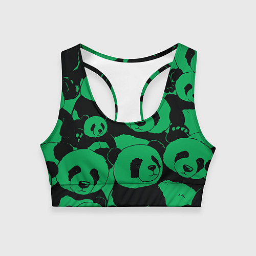 Женский спортивный топ Panda green pattern / 3D-принт – фото 1