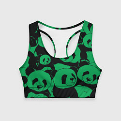 Топик спортивный женский Panda green pattern, цвет: 3D-принт