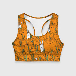 Топик спортивный женский Милые кролики в морковном поле, цвет: 3D-принт