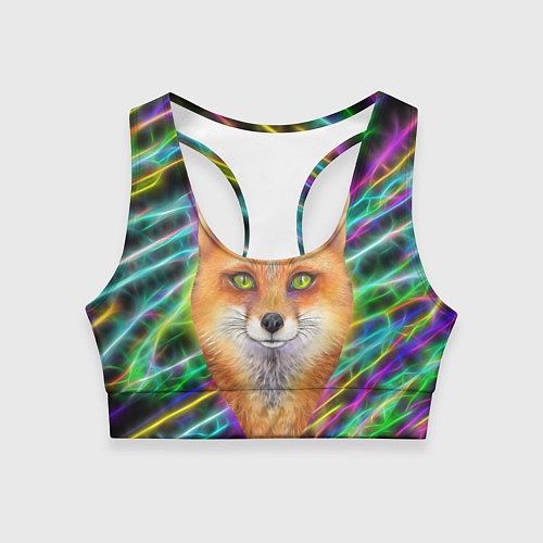 Женский спортивный топ Лис космос / 3D-принт – фото 1