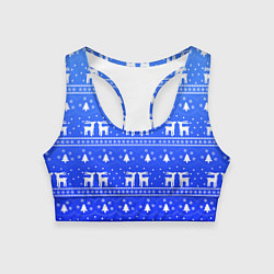 Топик спортивный женский Синий орнамент с оленями, цвет: 3D-принт