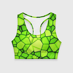 Топик спортивный женский Неоновые салатовые осколки, цвет: 3D-принт