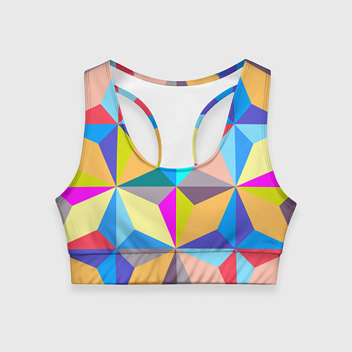 Женский спортивный топ Полностью разноцветный ромбический паттерн / 3D-принт – фото 1