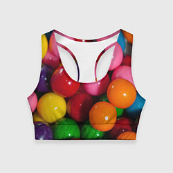 Топик спортивный женский Конфеты ассорти, цвет: 3D-принт