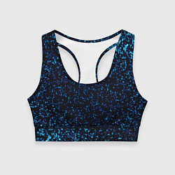 Топик спортивный женский Неоновый синий блеск на черном фоне, цвет: 3D-принт