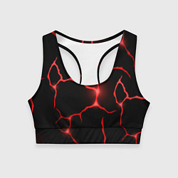 Топик спортивный женский Красные неоновые трещины, цвет: 3D-принт