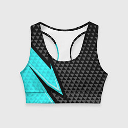 Топик спортивный женский Черно-голубая абстракция, цвет: 3D-принт