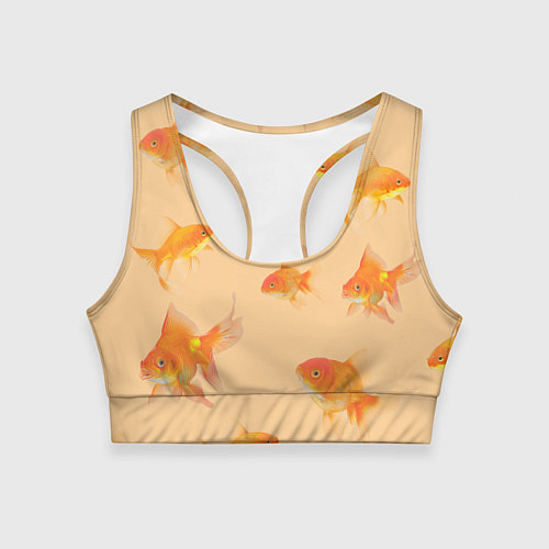 Женский спортивный топ Золотые рыбки в фоне / 3D-принт – фото 1