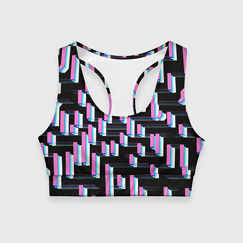 Женский спортивный топ Паттерн геометрический контрастный / 3D-принт – фото 1