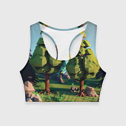 Топик спортивный женский Воксельный лес, цвет: 3D-принт