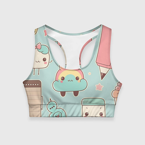 Женский спортивный топ Милые изображения с лицами / 3D-принт – фото 1