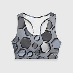 Топик спортивный женский Металик - разрезы доспех, цвет: 3D-принт