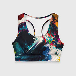 Топик спортивный женский Разноцветные мазки краски, цвет: 3D-принт