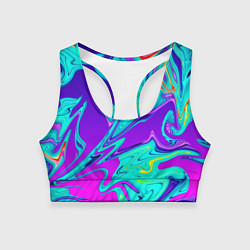 Топик спортивный женский Неоновые краски разводы, цвет: 3D-принт