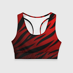 Топик спортивный женский Красный градиент - языки пламени, цвет: 3D-принт
