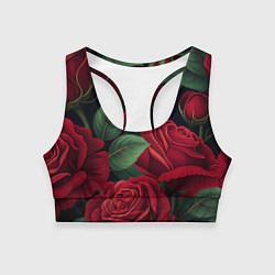 Топик спортивный женский Много красных роз, цвет: 3D-принт