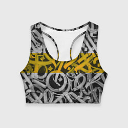 Топик спортивный женский Yellow Callicraphic, цвет: 3D-принт