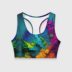 Топик спортивный женский Взрыв красок, цвет: 3D-принт