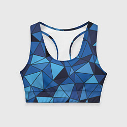 Топик спортивный женский Синие треугольники, абстракт, цвет: 3D-принт