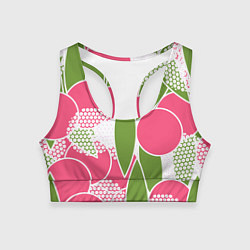 Женский спортивный топ Абстракция круги и зеленый лист