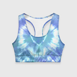 Женский спортивный топ Сердце - тай-дай - голубой