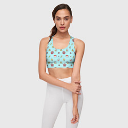 Топик спортивный женский Паттерн - японская еда, цвет: 3D-принт — фото 2