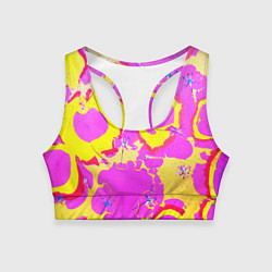Топик спортивный женский Стебель на разноцветном фоне, цвет: 3D-принт